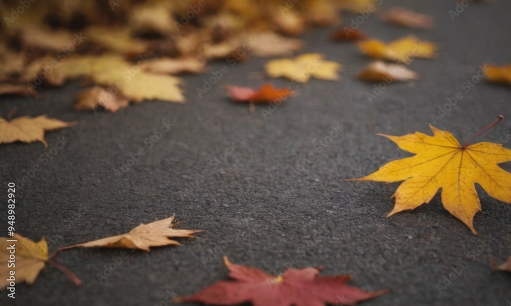 Autumn leaves: Autumn leaves of different shades on the asphalt are a vivid reminder of the beauty of autumn nature Autumn leaves: Autumn leaves of different shades on the asphalt are a vivid reminder of the beauty of autumn nature