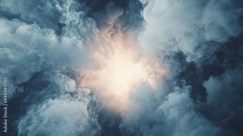 Real smoke exploding outwards with center space. Dramatic smoke or fog effect for spooky Halloween background or wallpaper. -