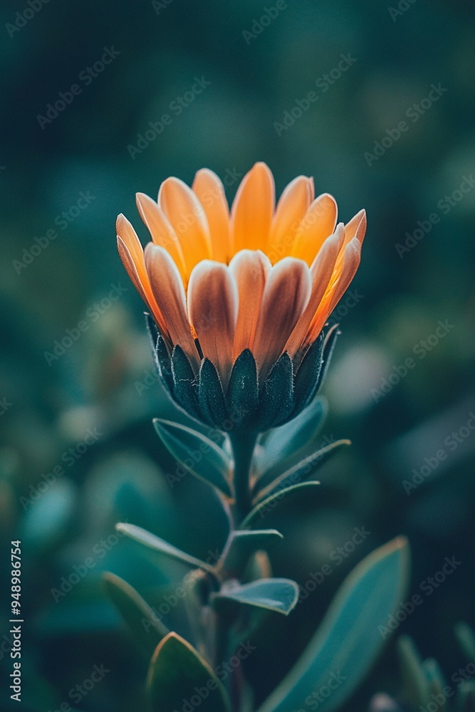 Fototapeta premium Radiant Orange Flower Blooming in Soft Focus - Nature Beauty and Serenity