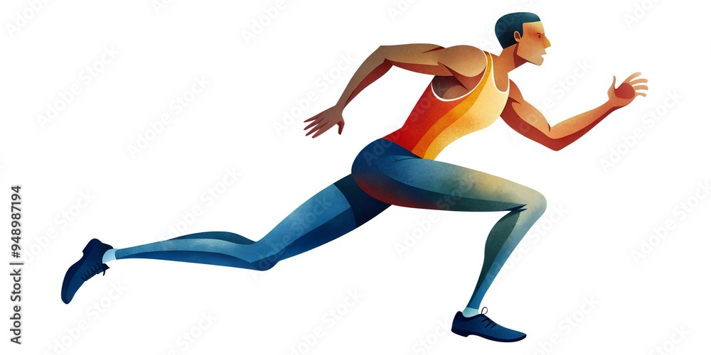 Fototapeta premium Illustration of running man isolated on a transparent background or white background. 