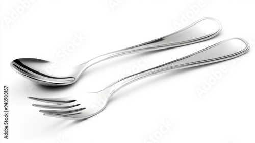 Spoon and fork isolated on white. 