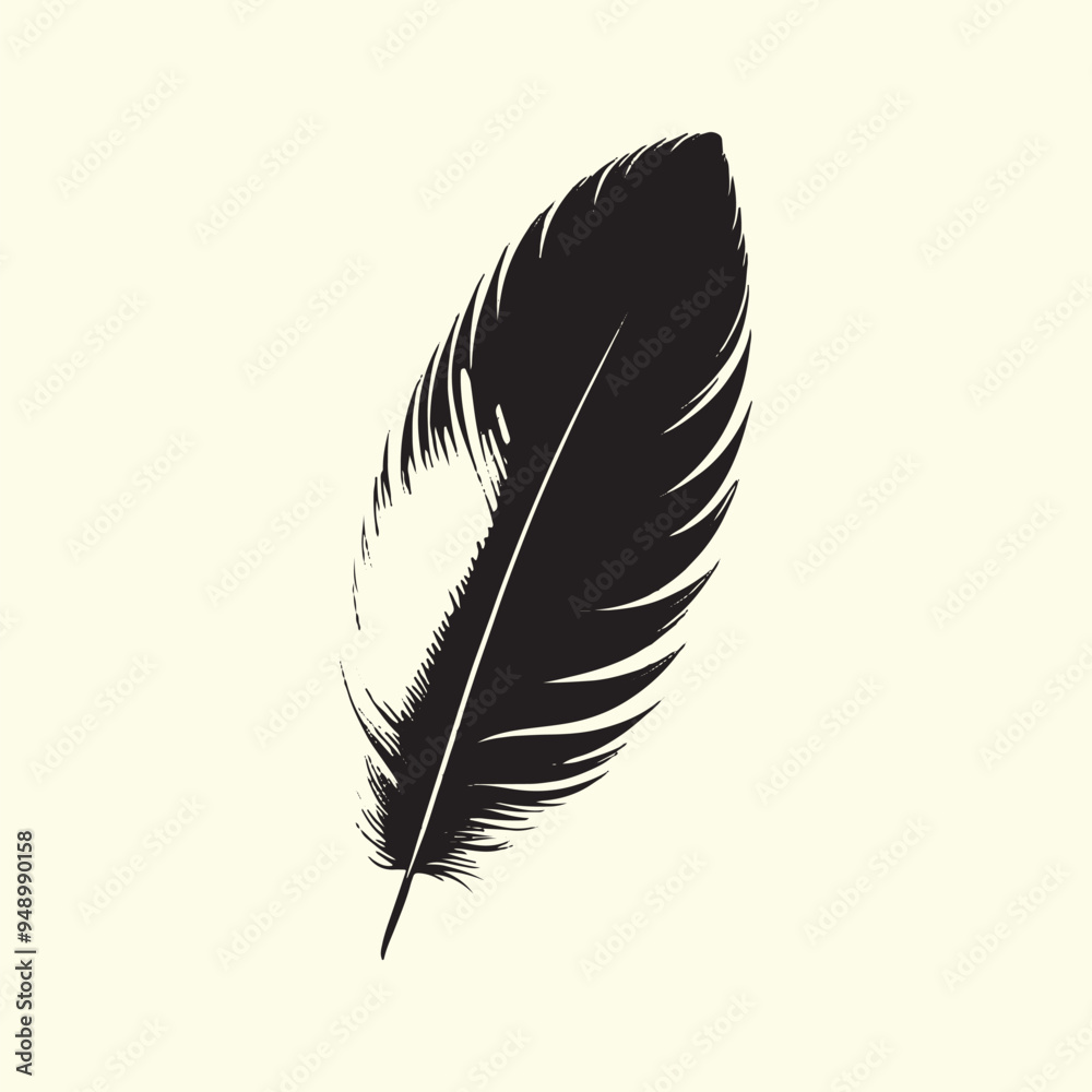 Editable Black Bird Feather Silhouette Design on Transparent Background Editable Black Bird Feather Silhouette Design on Transparent Background