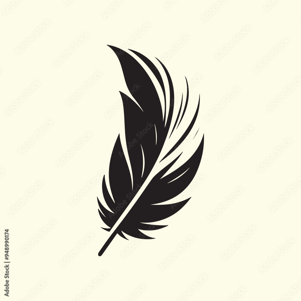Editable Black Bird Feather Silhouette Design on Transparent Background Editable Black Bird Feather Silhouette Design on Transparent Background