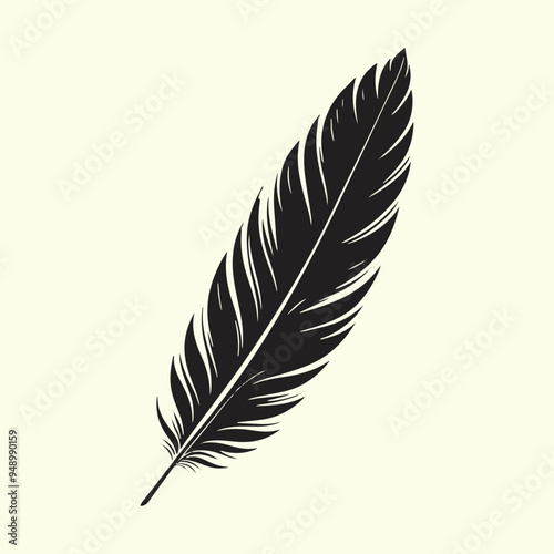 Editable Black Bird Feather Silhouette Design on Transparent Background