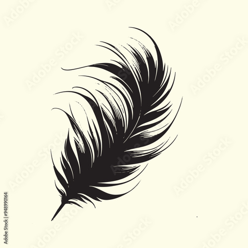 Editable Black Bird Feather Silhouette Design on Transparent Background