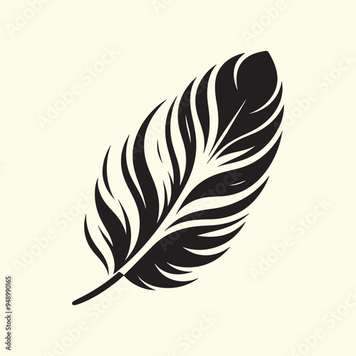 Editable Black Bird Feather Silhouette Design on Transparent Background