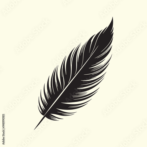 Editable Black Bird Feather Silhouette Design on Transparent Background