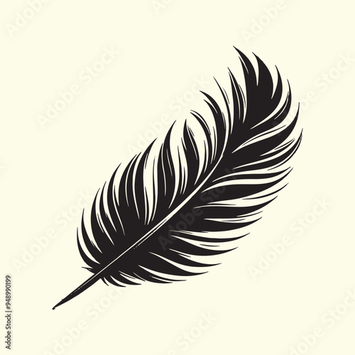 Editable Black Bird Feather Silhouette Design on Transparent Background
