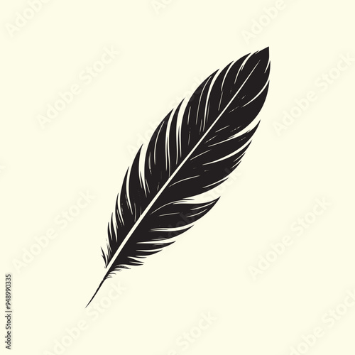 Editable Black Bird Feather Silhouette Design on Transparent Background