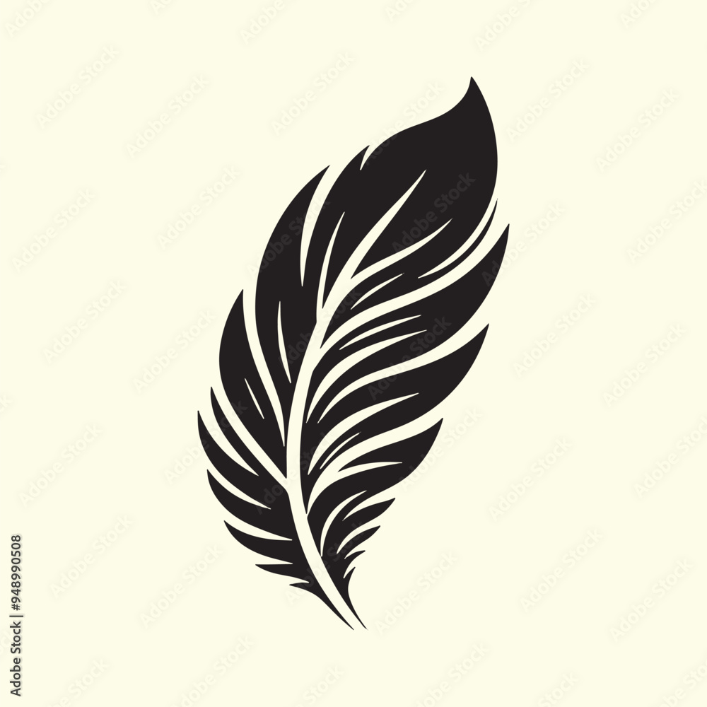 Editable Black Bird Feather Silhouette Design on Transparent Background Editable Black Bird Feather Silhouette Design on Transparent Background