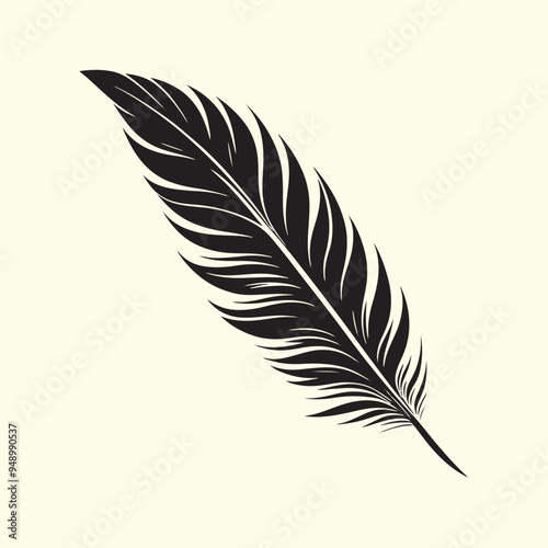 Editable Black Bird Feather Silhouette Design on Transparent Background