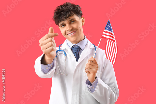 Male doctor with USA flag m...