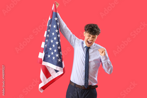 Male businessman with USA f...