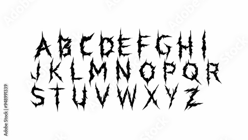 dark font, dark y2k alphabet, letter typography print, dark vintage scary typeface. Rock poster sign, handwritten graffiti, hardcore calligraphy. Gothic font design