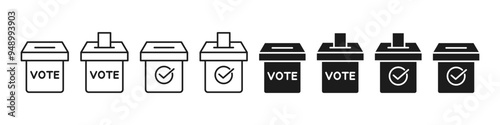 Vote ballot box icon set. Voting box logo, symbol. Vector
