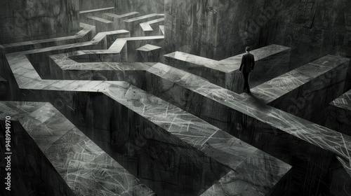 Illustration on Unfulfilled Potential Syndrome in Moody Grays Handdrawn Maze photo