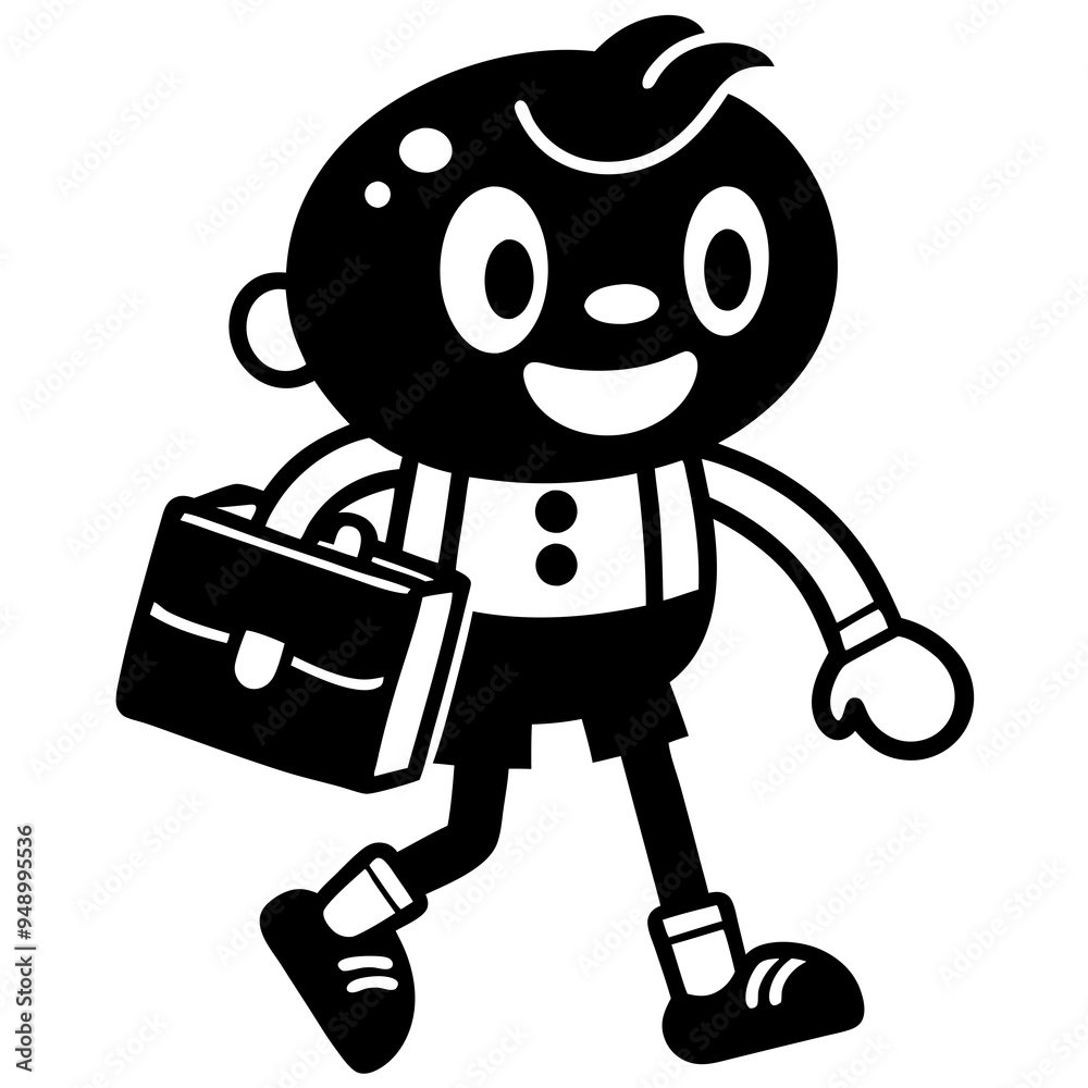 Fototapeta premium vector BACK TO SCHOOL set with walking funny cute comic character