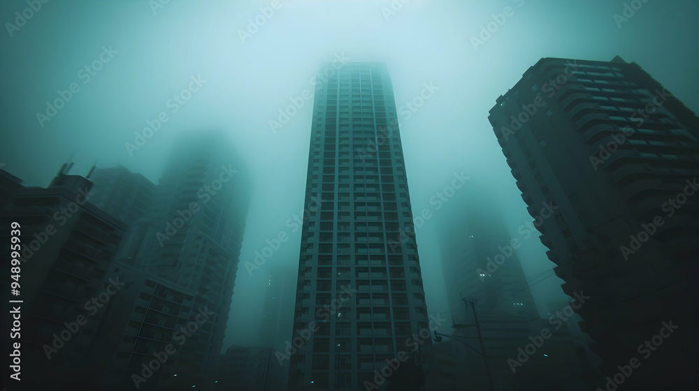 Fototapeta premium Very Tall City With Lot Tall Buildings