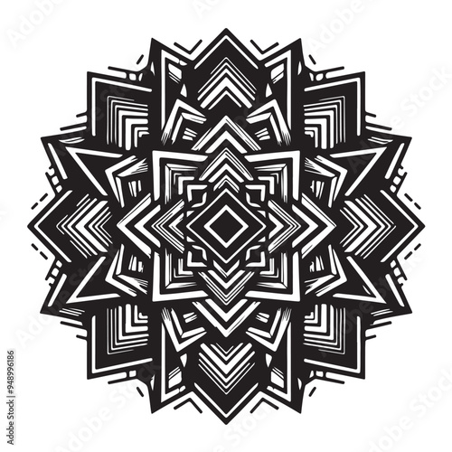 Symmetrical mandala vector with star-shaped motifs.eps