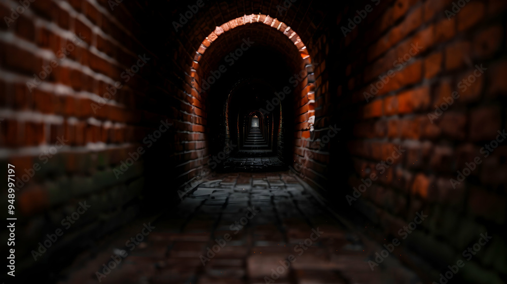Fototapeta premium Tunnel With Long Walkway Between Two Buildings