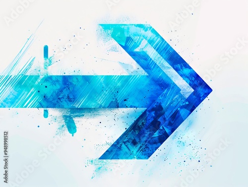A blue arrow pointing to the right on a white background