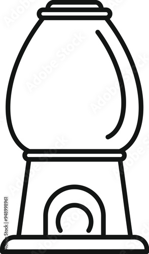 Simple vector icon of a big bubble gum dispenser with an empty globe, standing on a base