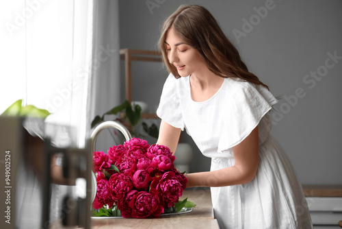 Beautiful young woman and b...