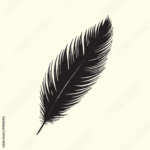 Editable Black Bird Feather Silhouette Design on Transparent Background