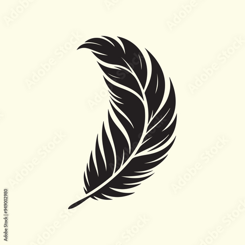 Editable Black Bird Feather Silhouette Design on Transparent Background