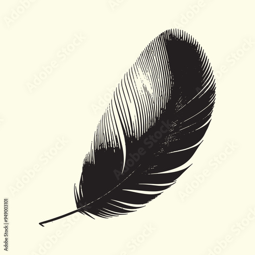Editable Black Bird Feather Silhouette Design on Transparent Background