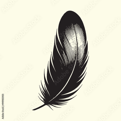 Editable Black Bird Feather Silhouette Design on Transparent Background