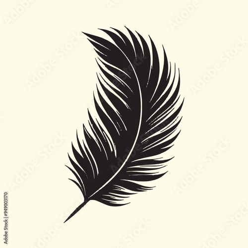 Editable Black Bird Feather Silhouette Design on Transparent Background