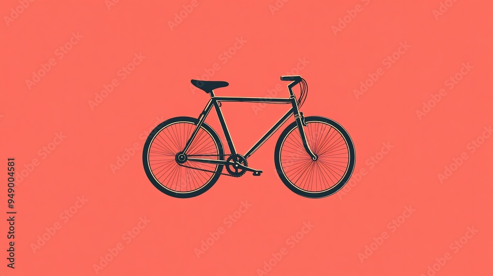 Minimalist design of a bicycle with just the outline and a single bold color filling the background Minimalist design of a bicycle with just the outline and a single bold color filling the background