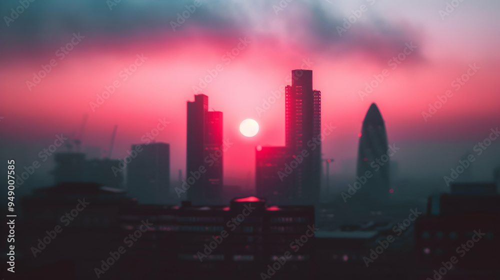 Fototapeta premium View City Skyline Dusk