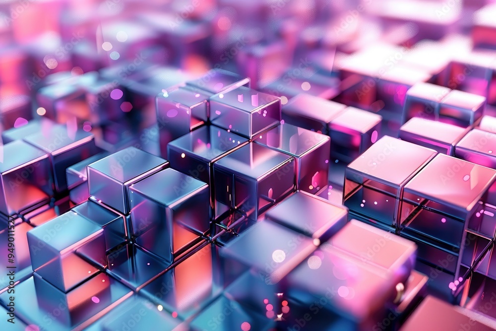 Abstract Purple and Pink Shiny Cubes Background Abstract Purple and Pink Shiny Cubes Background