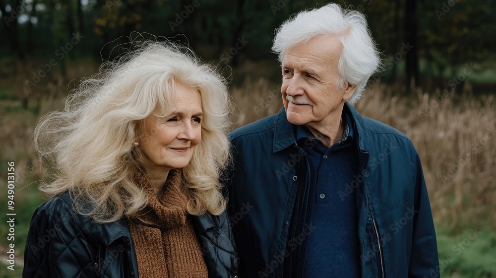 A joyful senior couple walks hand in hand through a park, experiencing the beauty of nature with lush greenery and soft, natural lighting A joyful senior couple walks hand in hand through a park, experiencing the beauty of nature with lush greenery and soft, natural lighting