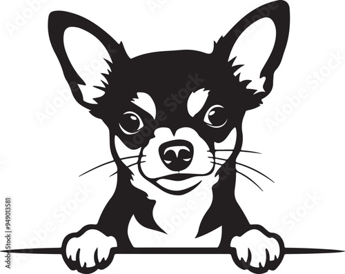 Chihuahua Dog Peeking Stylized Vector Illustration