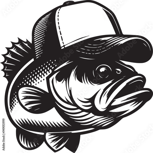 Fish Trucker Cap Stylized Vector Illustration