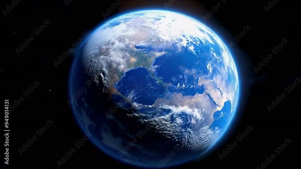 Earth Rotating in Space with Visible Ozone Layer, Highlighting Environmental Protection Earth Rotating in Space with Visible Ozone Layer, Highlighting Environmental Protection