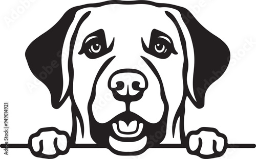 Labrador Dog Peeking Stylized Vector Illustration