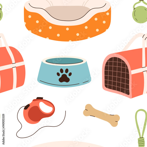 Seamless vector pattern with pet items