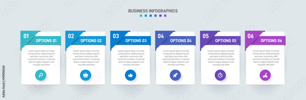 Horizontal progress bar featuring 6 arrow-shaped elements, symbolizing the six stages of business strategy and progression. Clean timeline infographic design template. Vector for presentation Horizontal progress bar featuring 6 arrow-shaped elements, symbolizing the six stages of business strategy and progression. Clean timeline infographic design template. Vector for presentation