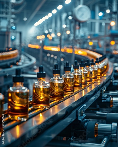 Cosmetic bottles in manufacturing factory