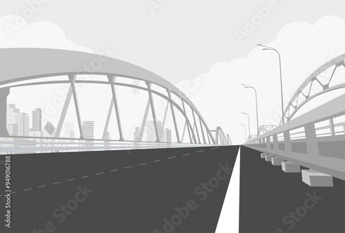 One point perspective Bridge Hatirjheel remarkable place in Dhaka city of Bangladesh. cityscape, Lamp post