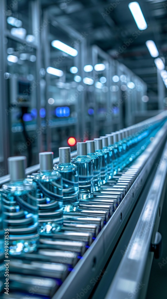 Cosmetic bottles in manufacturing factory Cosmetic bottles in manufacturing factory