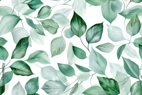 Wallpaper Mural green leaves seamless pattern Torontodigital.ca