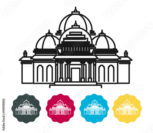 New Delhi and Noida City Border - Akshardham Temple -  Icon Illustration