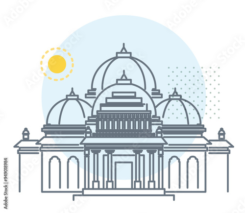 New Delhi and Noida City Border - Akshardham Temple -  Icon Illustration