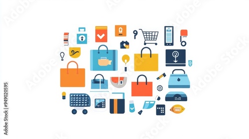 Shopping icon depicts the retail industry and buying goods.