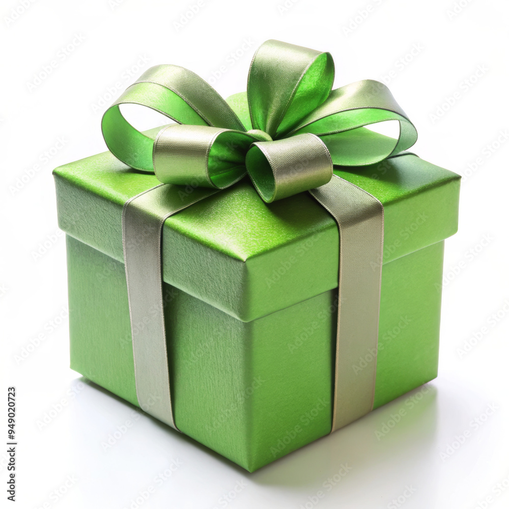 Obraz premium green gift box with bow
